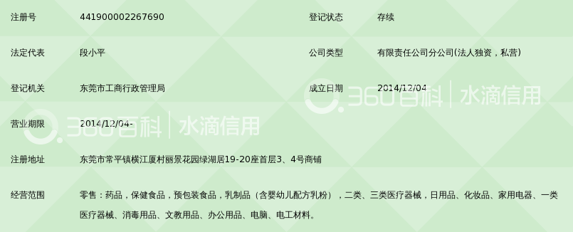 东莞市大参林连锁药店有限公司常平丽景花园分