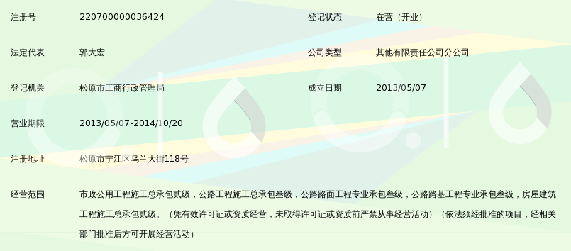 长春市宏达市政工程有限责任公司松原分公司_